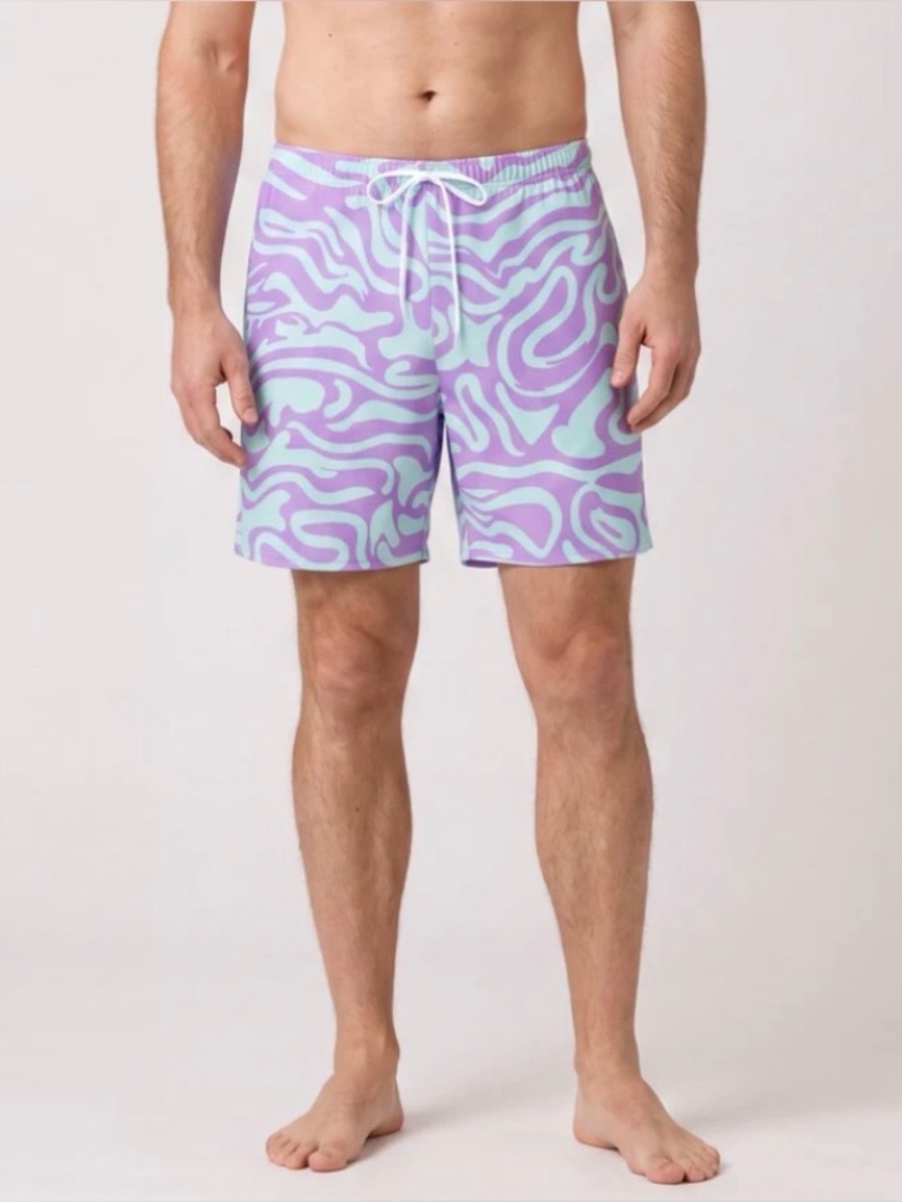 Patpat Men Trendy Purple & Blue Wave Print Swim Trunks, Size M